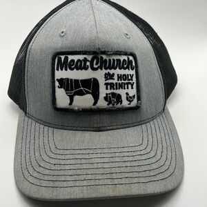 Meat Church Trucker Hat Gray Adjustable Snapback Mesh Back from Richardson